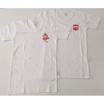 Coppia maglie mezza manica caldo cotone Gufo