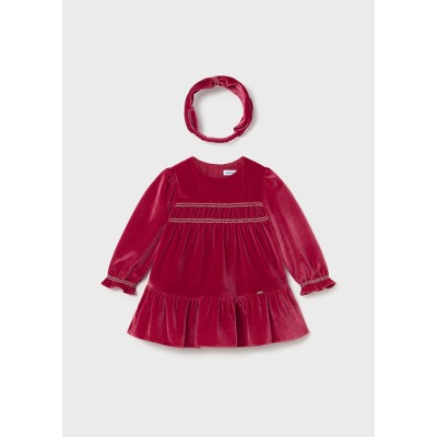 Mayoral - Vestito velluto fascia capelli