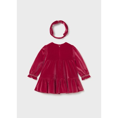 Mayoral - Vestito velluto fascia capelli
