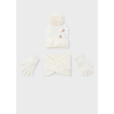 Mayoral - Completo cappello/sciarpa fiori