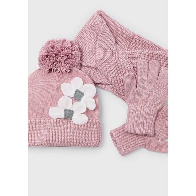 Mayoral - Completo cappello/sciarpa fiori