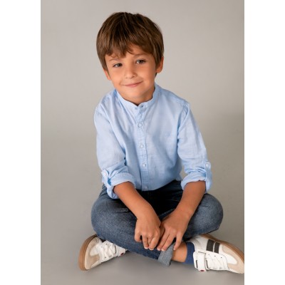 Mayoral - Camicia manica lunga   c/coreana lino