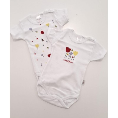 Coppia di body mezza manica Tulipani Noibel