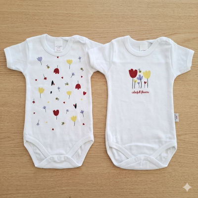 Coppia di body mezza manica Tulipani Noibel