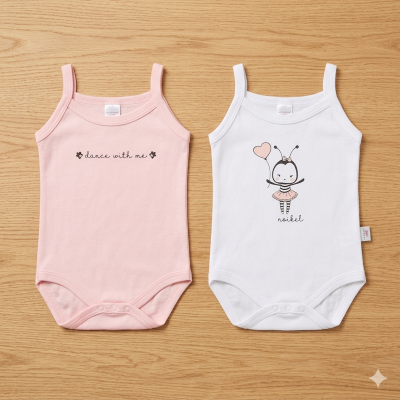 Coppia body S/S cotone ape rosa