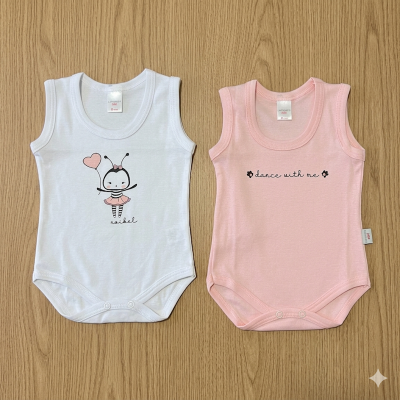 Coppia body S/L cotone ape rosa