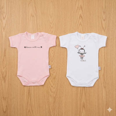 Coppia body M/M cotone ape rosa