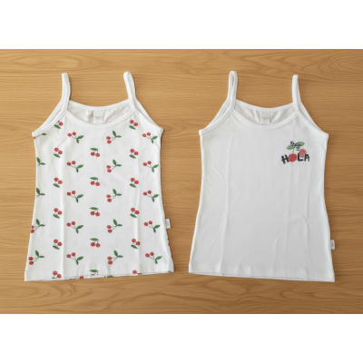 Coppia maglie spalla stretta cotone biel. Ciliegie